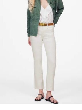 NWT Madewell White Mid-Rise Kick Out Ankle Length Jeans